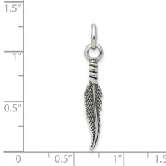 Sterling Silver Antiqued Feather Charm QC3915