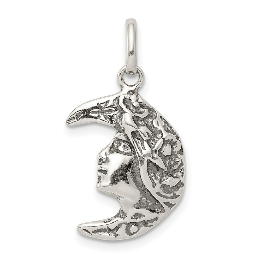 Sterling Silver Antiqued Moon Charm QC3922