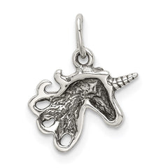 Sterling Silver Antiqued Unicorn Head Charm QC3926