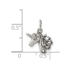 Sterling Silver Antiqued Unicorn Head Charm QC3926
