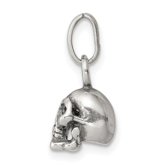 Sterling Silver Antiqued Skull Charm QC3929