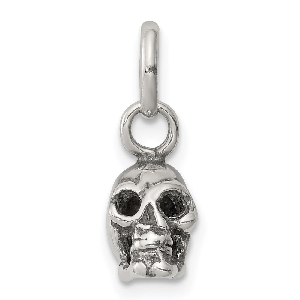 Sterling Silver Antiqued Skull Charm QC3929