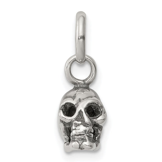 Sterling Silver Antiqued Skull Charm QC3929