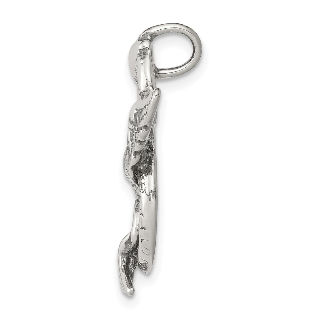 Sterling Silver Antiqued Dragon Charm QC3934