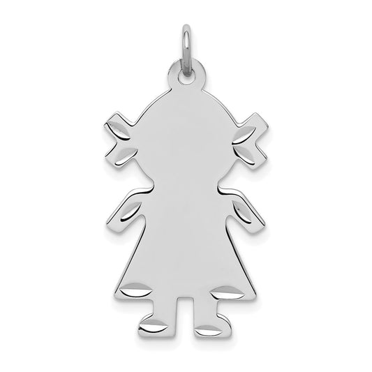 Sterling S. Rh-plt Engravable Girl Polished Front/Satin Back Disc Charm QC39