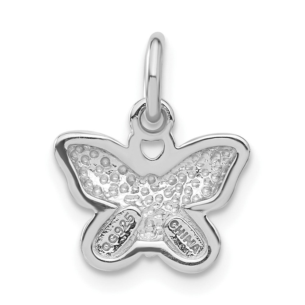 Sterling Silver Rhodium-plated Rhod Enameled Purple Butterfly QC4052
