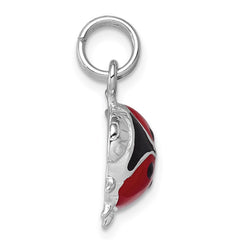 Sterling Silver Rhodium-platedEnamel Ladybug Charm QC4057