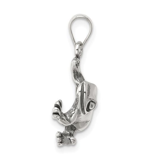 Sterling Silver Antiqued Frog Charm QC4078