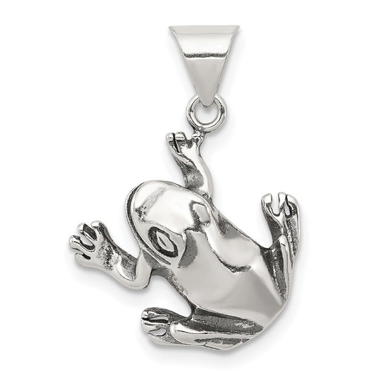 Sterling Silver Antiqued Frog Charm QC4078