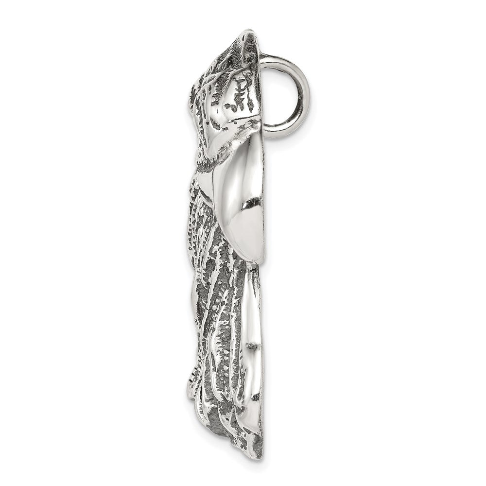 Sterling Silver Antiqued Eagle Head Pendant QC4083