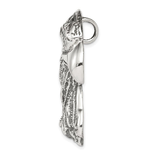 Sterling Silver Antiqued Eagle Head Pendant QC4083