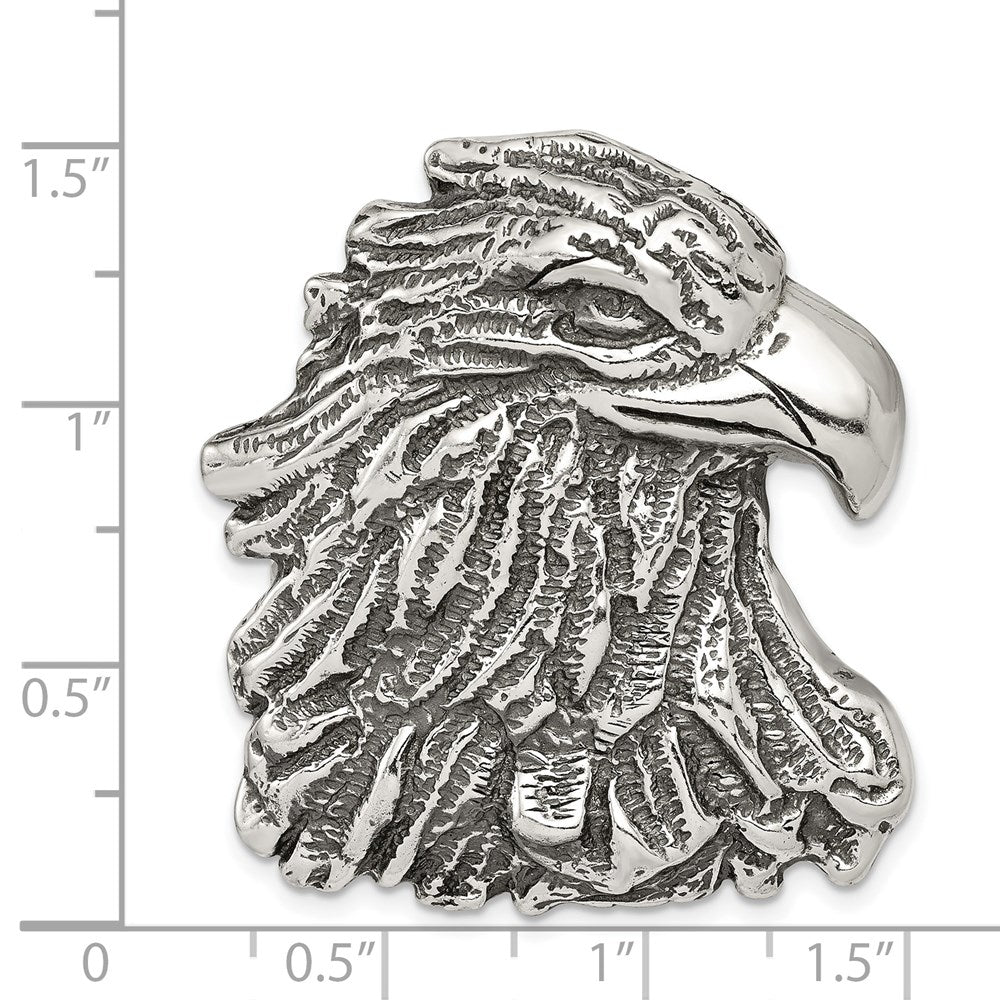 Sterling Silver Antiqued Eagle Head Pendant QC4083