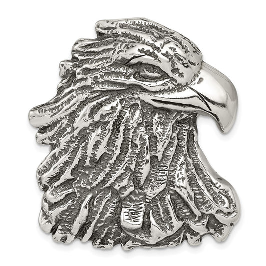 Sterling Silver Antiqued Eagle Head Pendant QC4083