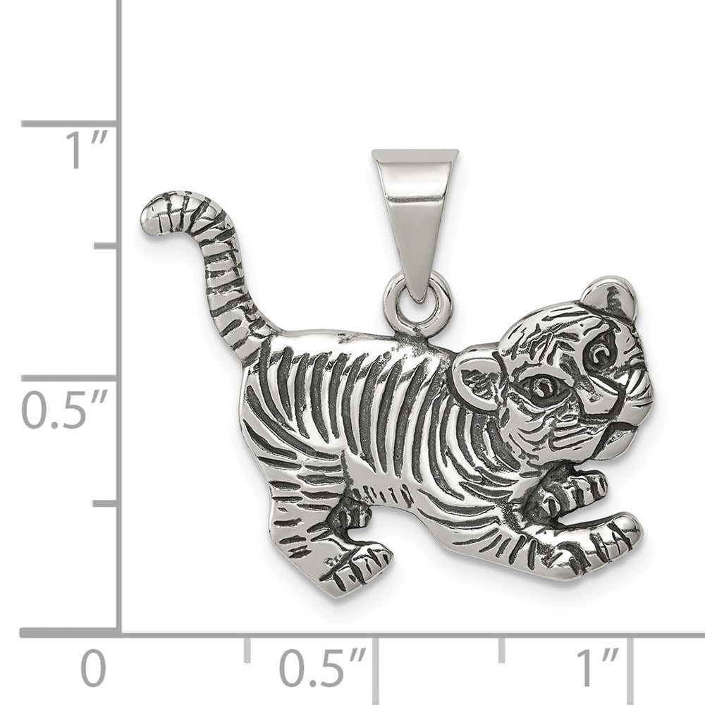Sterling Silver Antiqued Tiger Charm QC4086