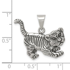 Sterling Silver Antiqued Tiger Charm QC4086