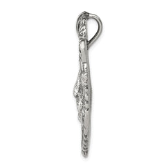 Sterling Silver Antiqued Lion Head Pendant QC4087