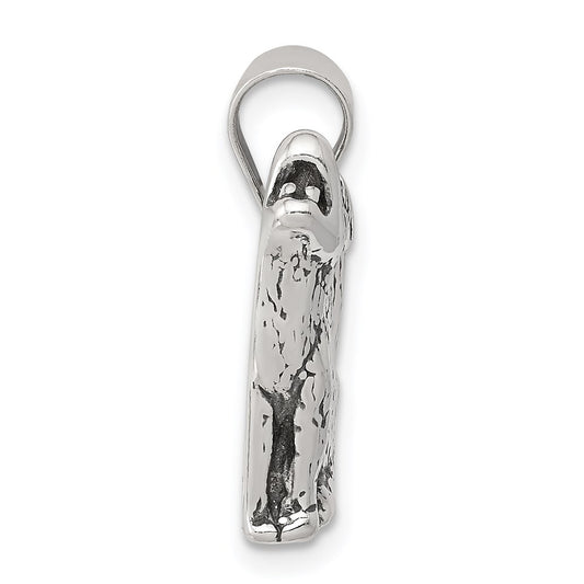 Sterling Silver Antiqued Wolf Charm QC4101