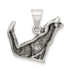 Sterling Silver Antiqued Wolf Charm QC4101