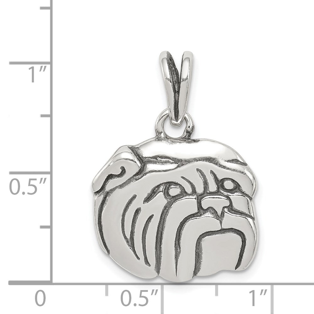 Sterling Silver Antiqued Bulldog Charm QC4124