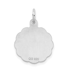 Sterling Silver/Rhodium-plated Brocaded Letter H Initial Pendant QC4161H