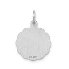 Sterling Silver/Rhodium-plated Brocaded Letter I Initial Pendant QC4161I