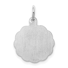 Sterling Silver/Rhodium-plated Brocaded Letter J Initial Pendant QC4161J