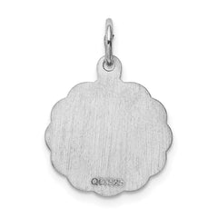 Sterling Silver/Rhodium-plated Brocaded Letter K Initial Pendant QC4161K