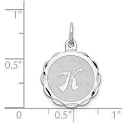Sterling Silver/Rhodium-plated Brocaded Letter K Initial Pendant QC4161K