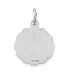 Sterling Silver/Rhodium-plated Brocaded Letter M Initial Pendant QC4161M