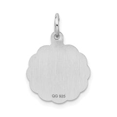 Sterling Silver/Rhodium-plated Brocaded Letter R Initial Pendant QC4161R