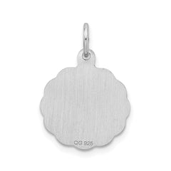 Sterling Silver/Rhodium-plated Brocaded Letter V Initial Pendant QC4161V