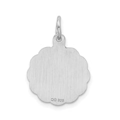 Sterling Silver/Rhodium-plated Brocaded Letter W Initial Pendant QC4161W