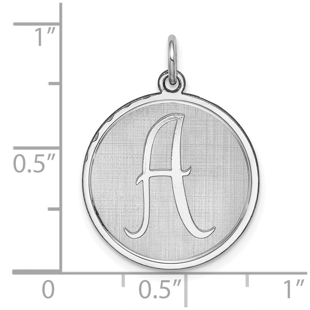 Sterling Silver Rhodium-plated Brocaded Letter A Initial Charm QC4162A