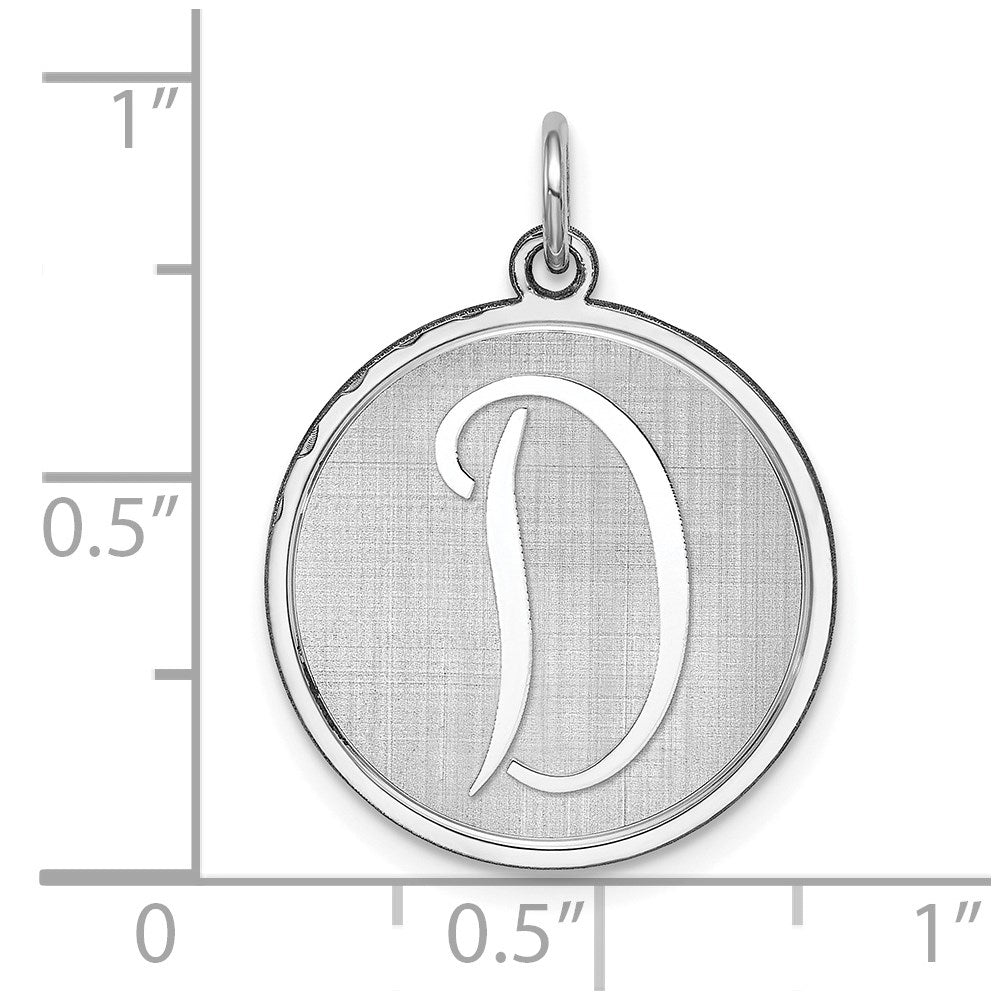 Sterling Silver Rhodium-plated Brocaded Letter D Initial Charm QC4162D