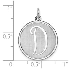 Sterling Silver Rhodium-plated Brocaded Letter D Initial Charm QC4162D