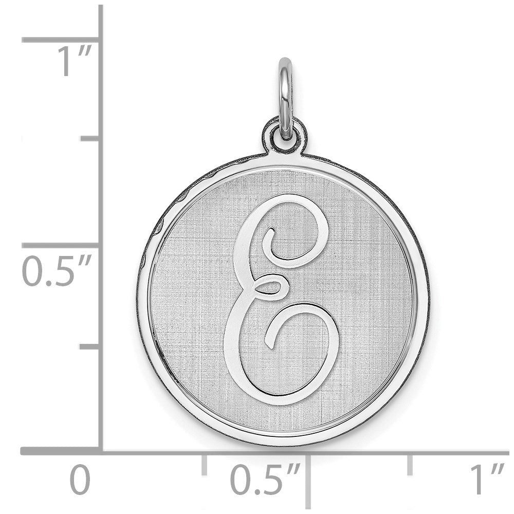 Sterling Silver Rhodium-plated Brocaded Letter E Initial Charm QC4162E