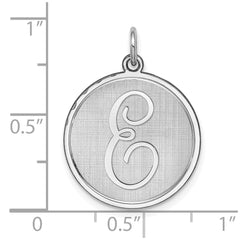Sterling Silver Rhodium-plated Brocaded Letter E Initial Charm QC4162E