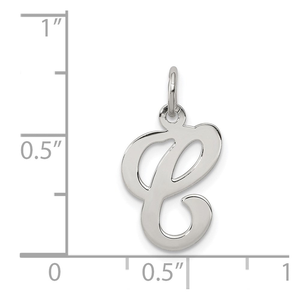 Sterling Silver Rhodium-plated Stamped Letter C Initial Charm QC4163C