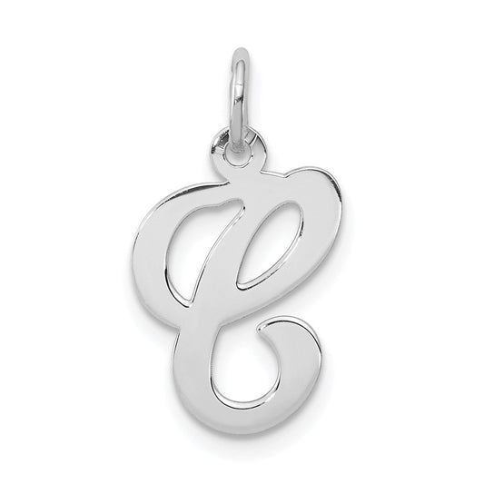 Sterling Silver Rhodium-plated Stamped Letter C Initial Charm QC4163C
