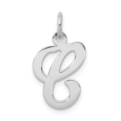 Sterling Silver Rhodium-plated Stamped Letter C Initial Charm QC4163C