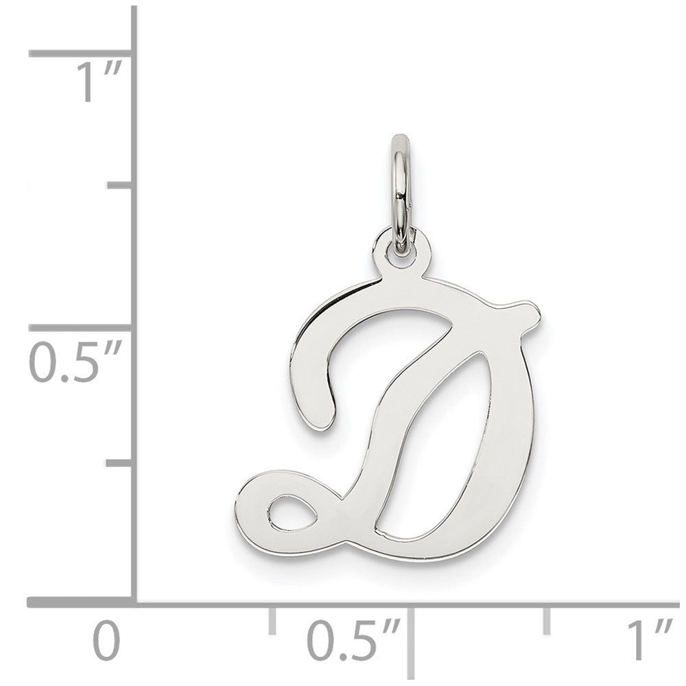 Sterling Silver Rhodium-plated Stamped Letter D Initial Charm QC4163D