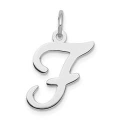 Sterling Silver Rhodium-plated Stamped Letter F Initial Charm QC4163F