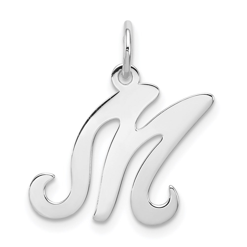 Sterling Silver Rhodium-plated Stamped Letter M Initial Charm QC4163M