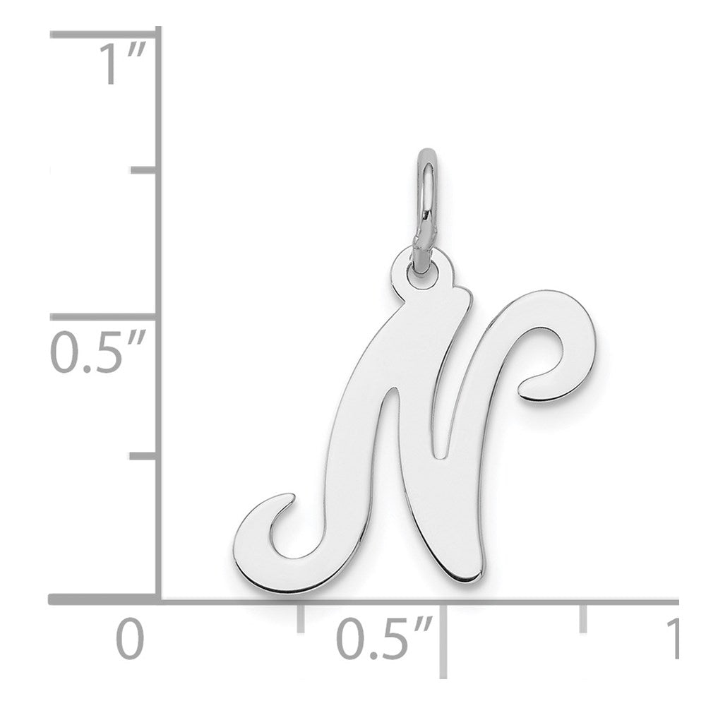 Sterling Silver Rhodium-plated Stamped Letter N Initial Charm QC4163N