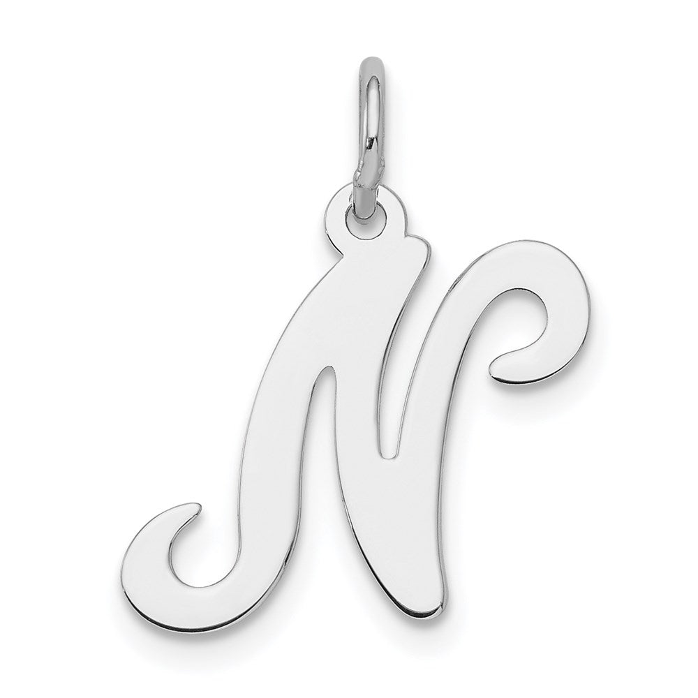 Sterling Silver Rhodium-plated Stamped Letter N Initial Charm QC4163N