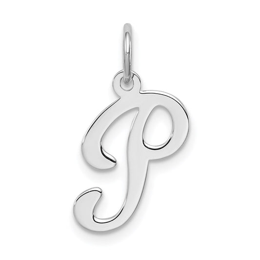 Sterling Silver Rhodium-plated Stamped Letter P Initial Charm QC4163P