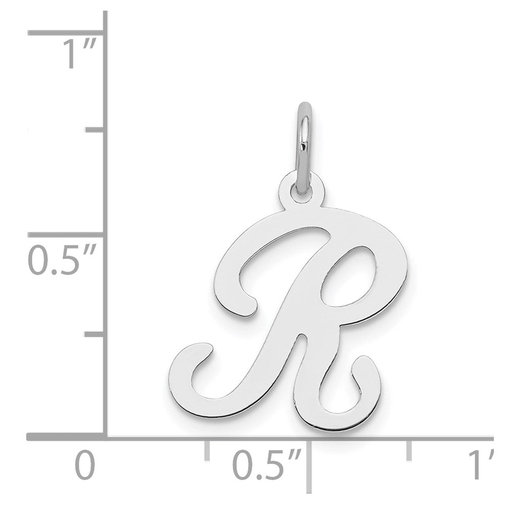 Sterling Silver Rhodium-plated Stamped Letter R Initial Charm QC4163R