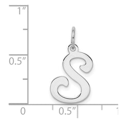 Sterling Silver Rhodium-plated Stamped Letter S Initial Charm QC4163S