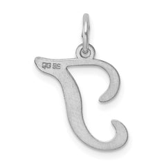 Sterling Silver Rhodium-plated Stamped Letter T Initial Charm QC4163T