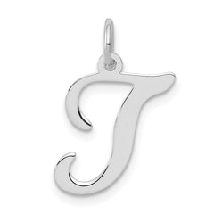 Sterling Silver Rhodium-plated Stamped Letter T Initial Charm QC4163T